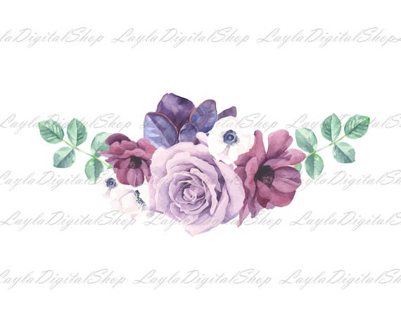 Download Watercolor Flowers Svg Png Purple Floral Svg Png Rose Flower Etsy