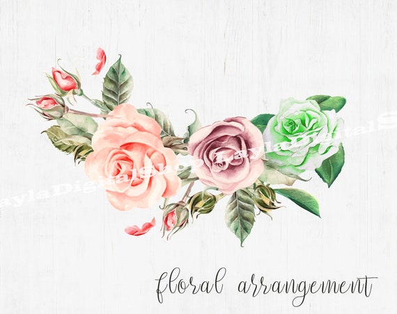 Download Pink Floral Svgpng Vector Watercolor Flowers Rose Flower Etsy