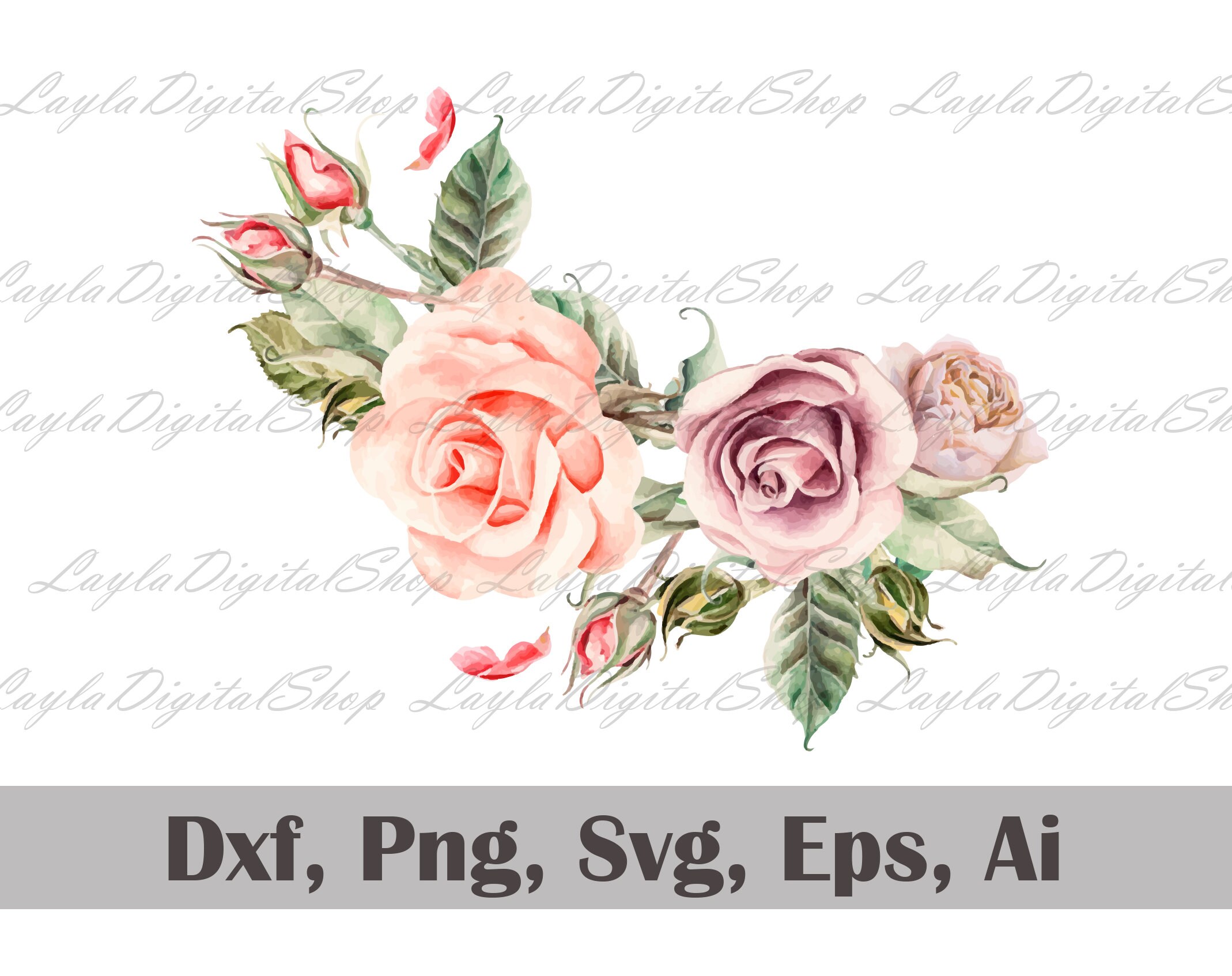 Floral Swag SVG Image Eps Png Black Rose Flower SVG Files for cricut