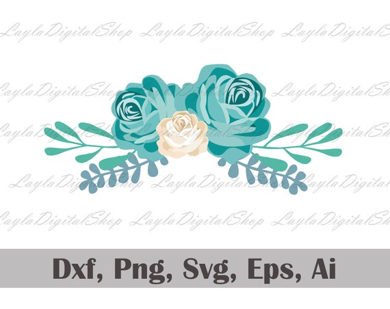 Download Watercolor Blue Roses Svg White Roses Svg Winter Flower Svg Etsy
