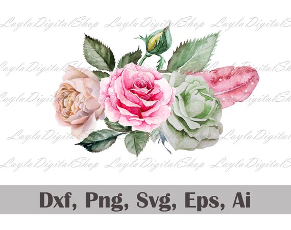 Download Floral Svg Flower Svg Rose Svg Flower Clipart Watercolor Etsy