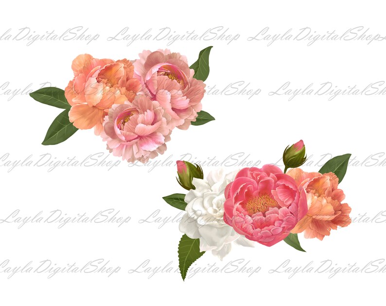 Download Rose Floral Bouquets Svg Png Wedding Watercolor Clipart Etsy