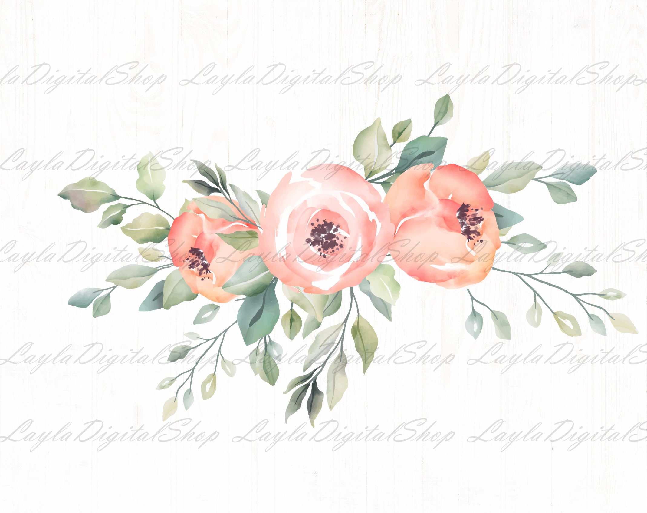 Download Peach Mint Flowers Clipart Flower Bride Clipart Wedding Etsy