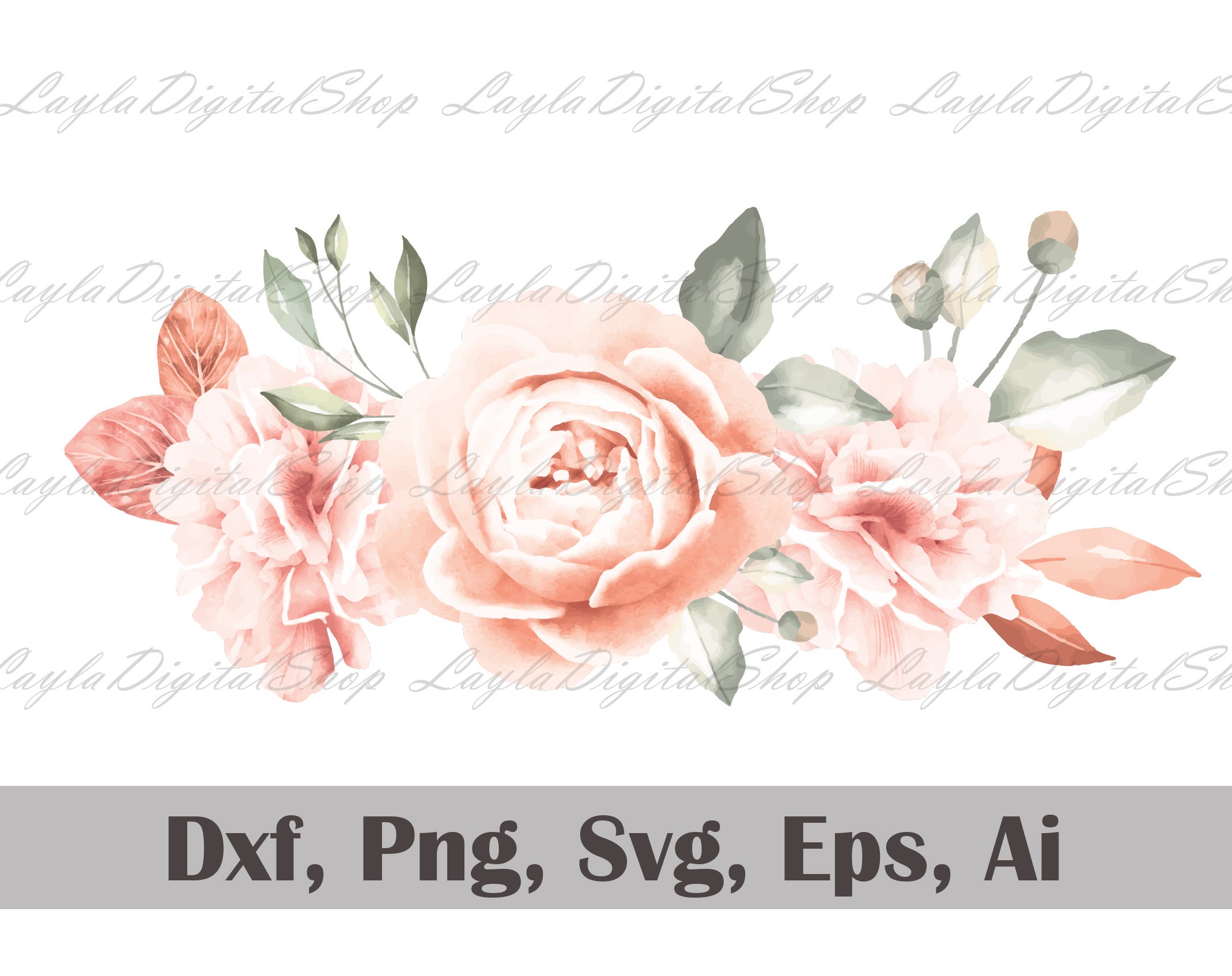 Download Pink Floral Svg Rose Flower Svg Dxf Files Spring Flower Svg Etsy