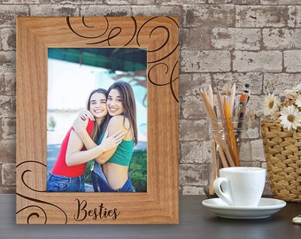 Best Friend Picture Frame, Besties, Engraved Natural Wood Photo Frame, Frame for BFF, Birthday, Best Friends Gift, Besties, Christmas