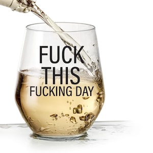 Funny Wine Glass Fuck This Fucking Day Cute Wine Glasses for Women, Funny Gifts For Women, Unique Wine Glass, Friendship Gifts for Women image 1