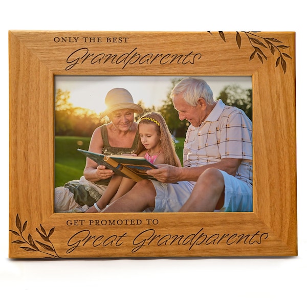 Great Grandparent Frame, "Only the Best Grandparents get Promoted to Great Grandparents", Laser Engraved Wood Picture Frame, Holiday Gift