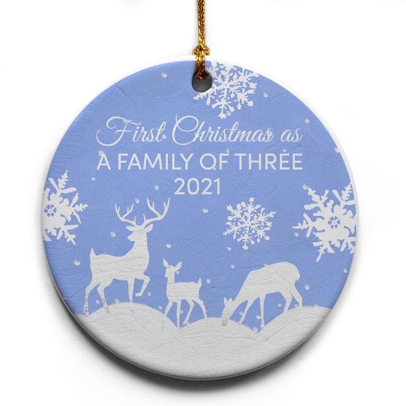 New Family Gift Collectible Holiday Keepsake New Parent Present Family of 3 Owl Ceramic Christmas Tree Ornament