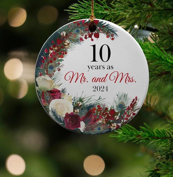 Christmas Ornament 10 Years Mr. and Mrs. 10th Anniversary Gift Ceramic Christmas Tree Ornament Collectible Holiday Keepsake Etsy UK