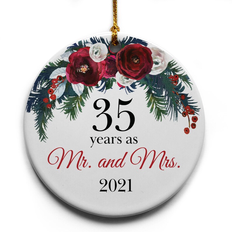 Ceramic Christmas Tree Ornament Collectible Holiday Keepsake And Mrs Wedding Anniversary Present 35th Anniversary Gift 35 Years As Mr Ornaments Ornaments Accents