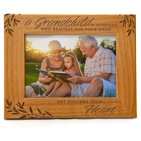 Grandparents Picture Frame, Grandchild Picture Frame, Grandkids Photo Frame, Grandma Picture Frame,  Engraved Wood Picture Frame