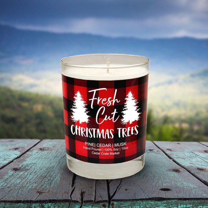 Fresh Cut Christmas Trees Scented Candle Pine Cedar Musk Etsy