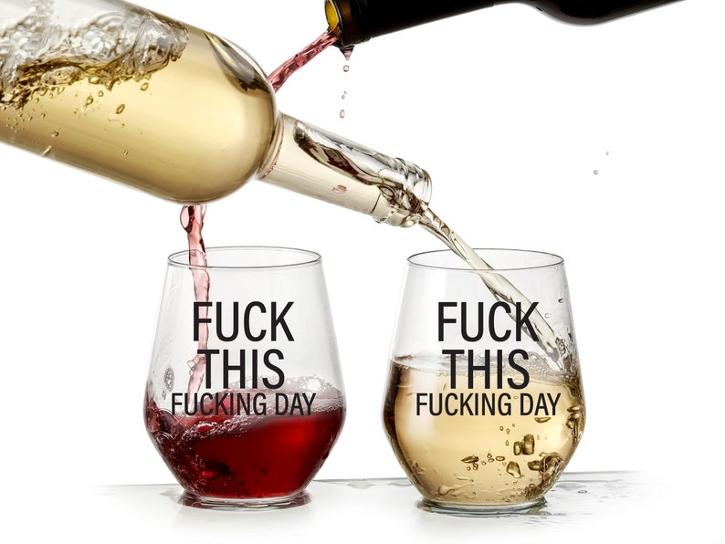 Funny Wine Glass Fuck This Fucking Day Cute Wine Glasses for Women, Funny Gifts For Women, Unique Wine Glass, Friendship Gifts for Women image 1