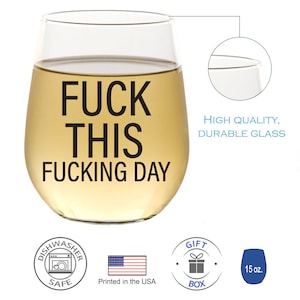 Funny Wine Glass Fuck This Fucking Day Cute Wine Glasses for Women, Funny Gifts For Women, Unique Wine Glass, Friendship Gifts for Women image 5