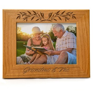 Grandma Picture Frame, &quot;Grandma and Me&quot; Laser Engraved Wood Picture Frame, Great Gift for Grandma, Holiday Gift,