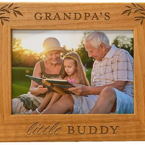 Picture Frame for Grandpa, "Grandpa's Little Buddy", Wood Picture Frame - Laser Engraved, Great Birthday Gift, Christmas Gift, Grandpa Gift