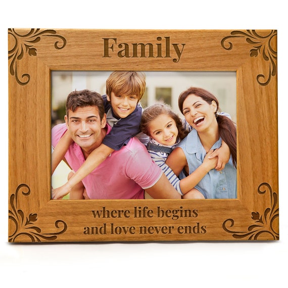 Family Picture Frame family Where Life Begins and Love Never Ends Laser Engraved Wood Picture Frame Great Gift for Moms Dads Relatives Etsy