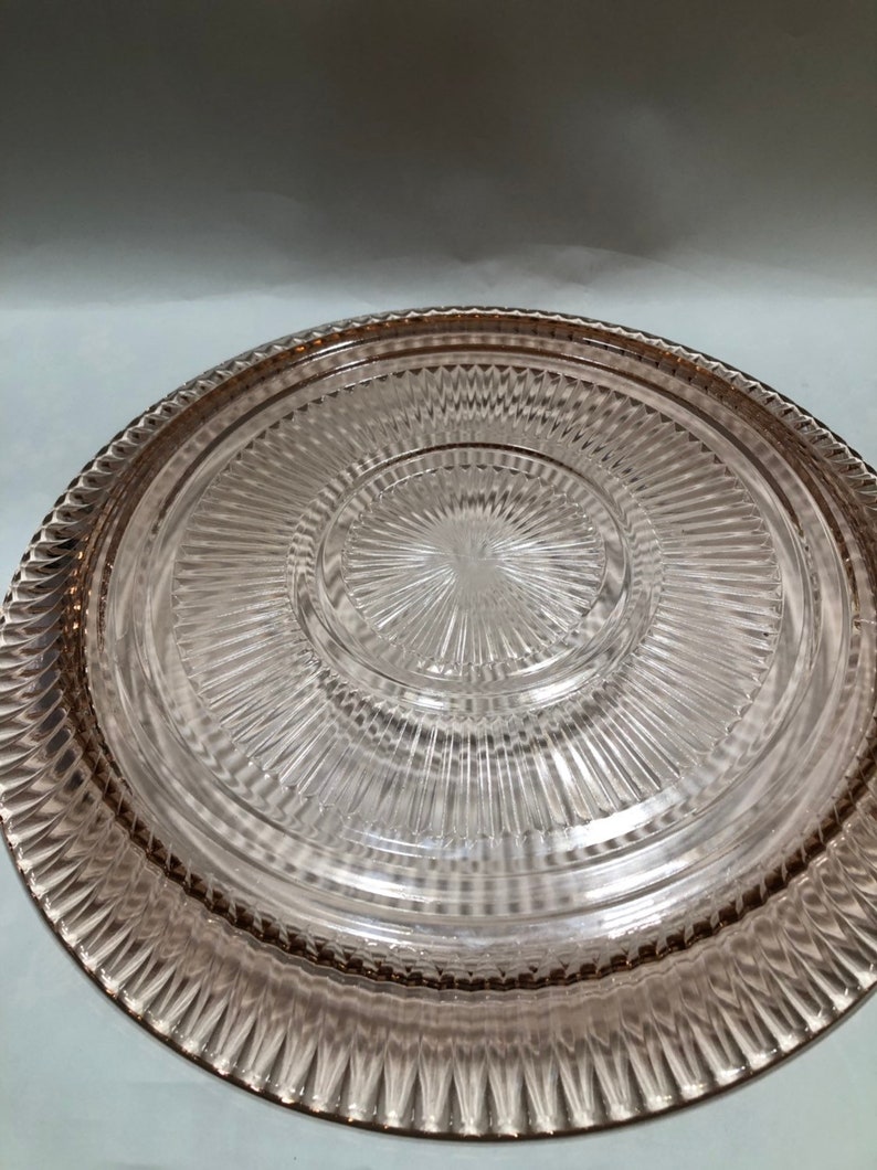 Vintage Pink Depression Era Glass Serving Plate with Handles
