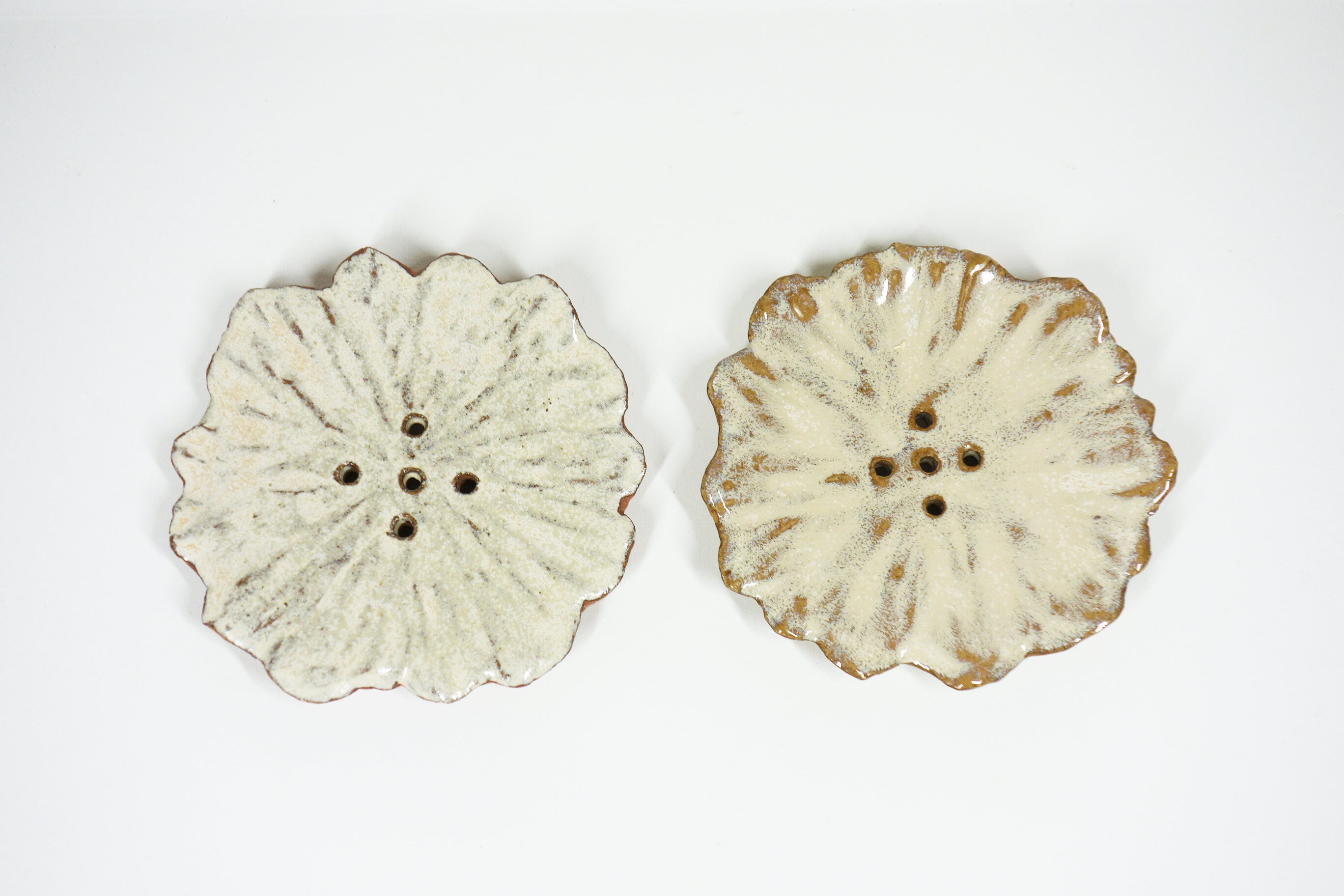 Porte Savon Céramique Pétales Crème