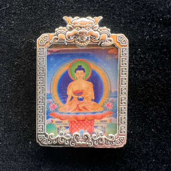 Tiny Thangka Buddha Shakyamuni Locket Pendant | Approx 1.5 in by 2 in | Nepal