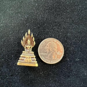 Tiny Brass Buddha with Naga King Mucalinda Statue | Handmade | 1.25 inches by .50 inches | The Mighty King of Nagas