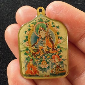 Guru Padmasambhava and Gesar Pendant | 2 sided | Approx 1 inches long x 1.25 inches wide | Tibet | Guru Rinpoche