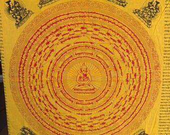 Dharani Quilt | Liberation Through Touch | 78 inches x 41 inches | Tibetan Buddhist | Death Shroud | Cotton