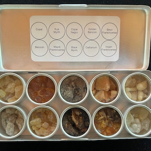 Assorted Resin Incense Sampler | 10 different samples | .15 ounces each sample | Copal, Myrrh, Benzoin, Frankincense, Galbanum