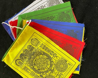 Wheel of Life Prayer Flags | 6in x 7.5in | 1 strand of 10 flags