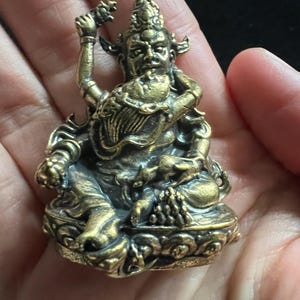 Deluxe Small Green Dzambhala with Consort Statue | Handmade | 1.75 inches | Karma Family | Vasudhara (Tara) and Amoghasiddhi