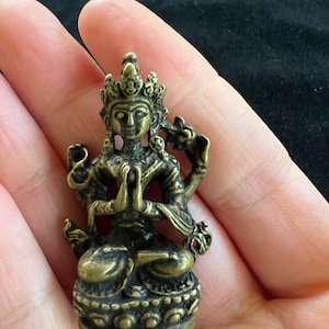 Small Chenrezig Statue | Handmade | 1.75 inches by 1 inches | Avalokitesvara