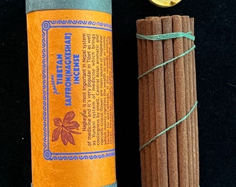 Ancient Tibetan Saffron (Nagkeshar) Incense | Tibetan Incense | 30 sticks | w/ Mini Incense Holder