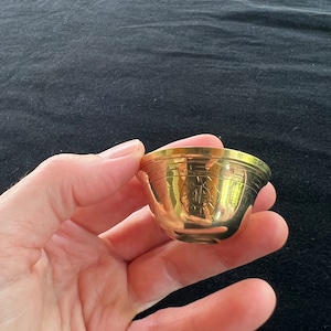 Tiny Tibetan Buddhist Water Offering Bowls | Nepal | 1.2 inches | Brass | Set of 7