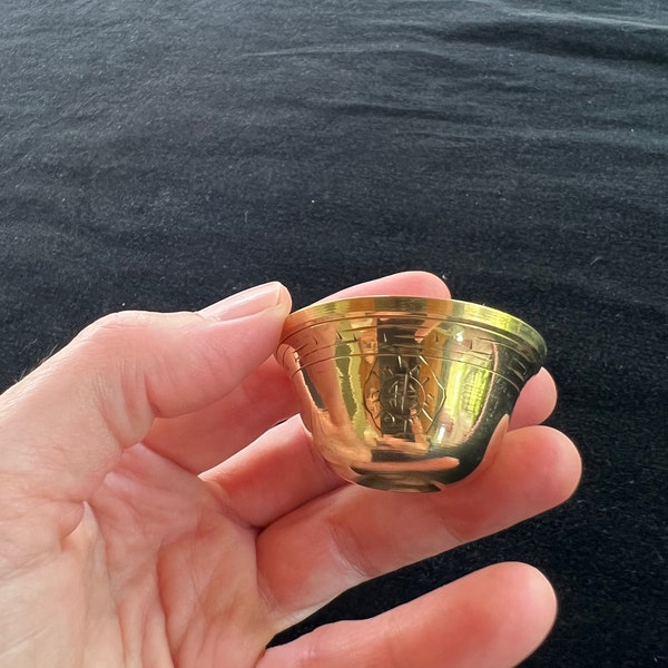 Tiny Tibetan Buddhist Water Offering Bowls | Nepal | 1.2 inches | Brass | Set of 7