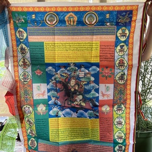 Huge King Gesar Prayer Flag Banner |Tibetan Prayer Flags | 27in x 36in | 1 single flag | Poly Silk | vertical flag or wall