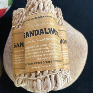 Sandalwood Nepali Rope Incense | 50 ropes | 4 inches | Herbal Dhoop