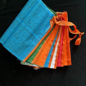 Tibetan Mountain Windhorse Prayer Flags  | Traditional 4 images per Panel Design | almost 73 feet long | Tibet | 5 Color