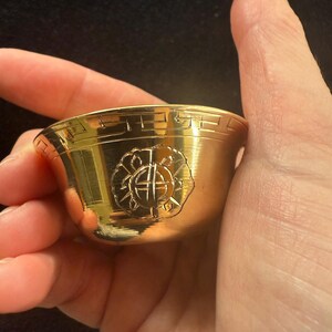 Tiny Tibetan Buddhist Water Offering Bowls | Nepal | 1.2 inches | Brass | Set of 7