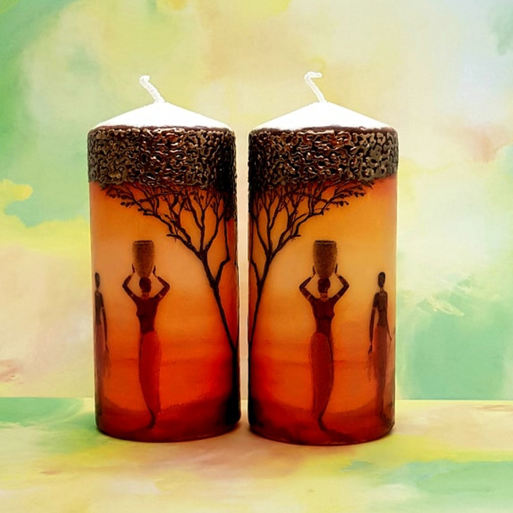 Decorated Candle Decorative Candle Large Pillar Candle Etsy