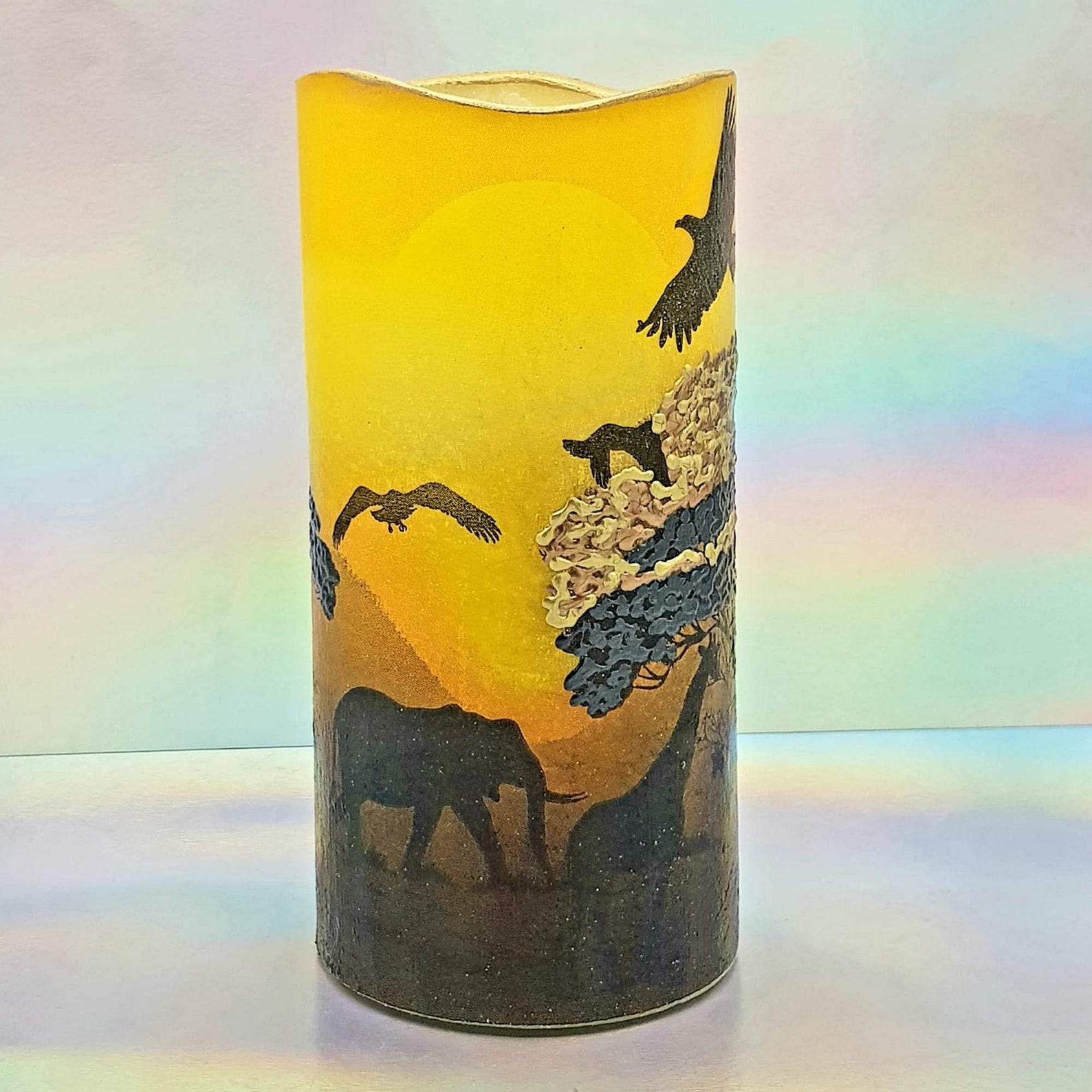 LED Pillar Candle African Sunset Decorative Candle African Etsy UK