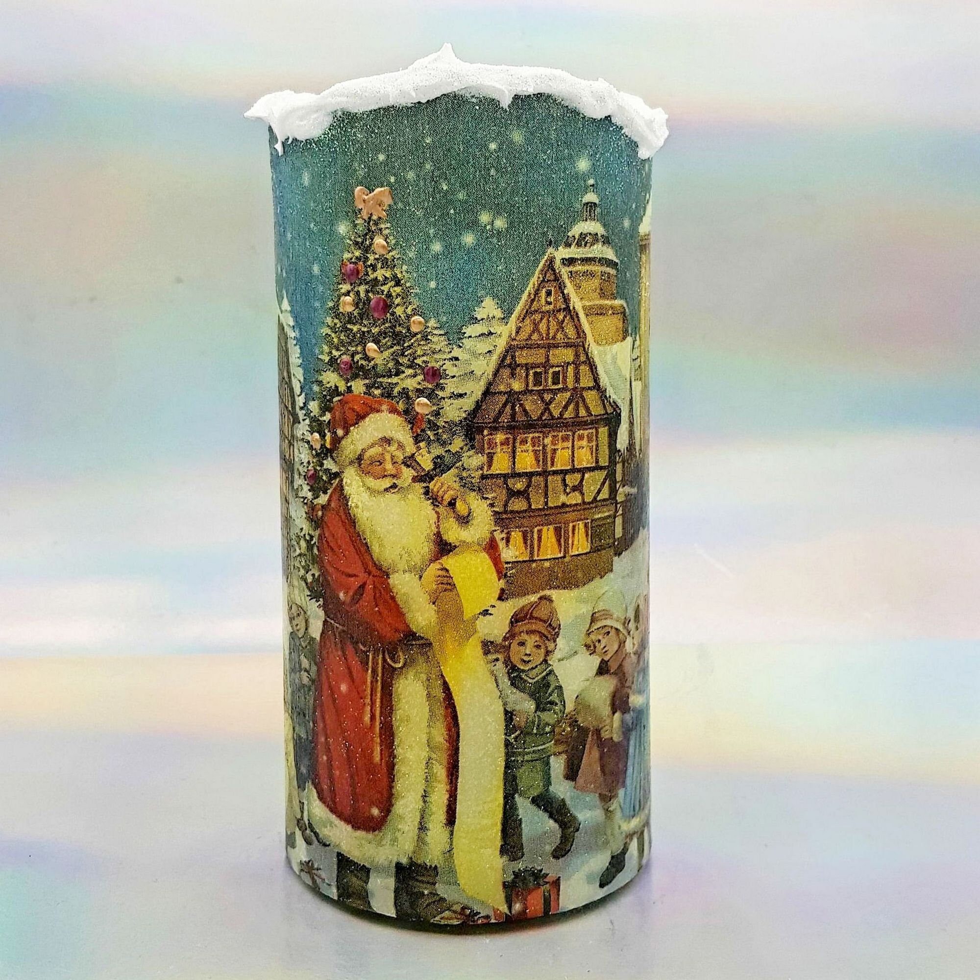 Christmas LED Candle Large Decorative Pillar Candle Santa Etsy UK