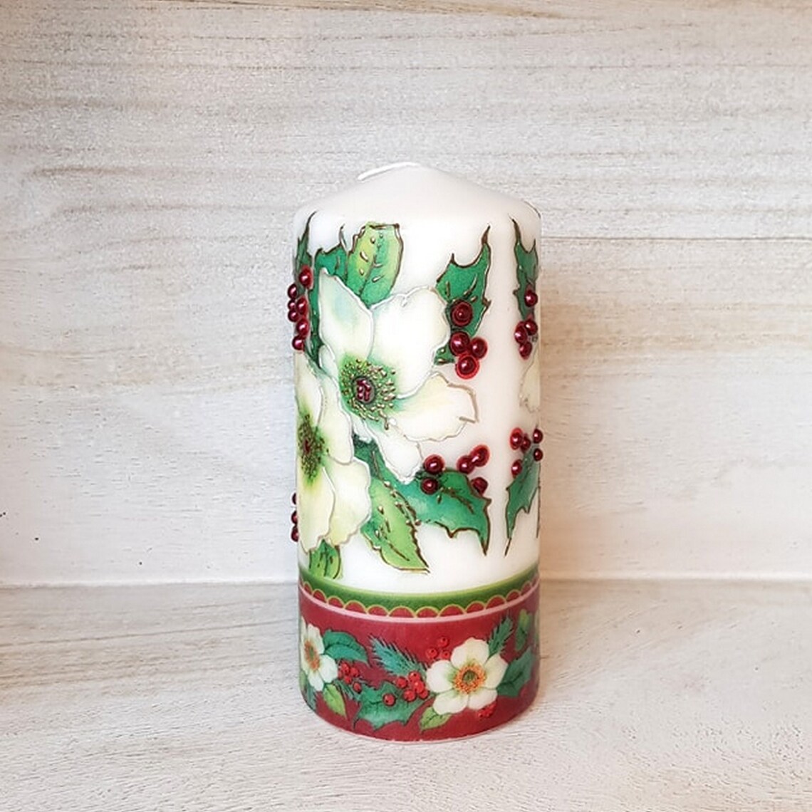 Christmas decorative large pillar candle Traditional Etsy