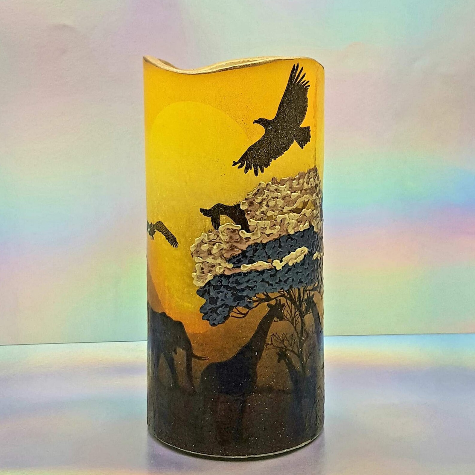 LED Pillar Candle African Sunset Decorative Candle African Etsy Canada