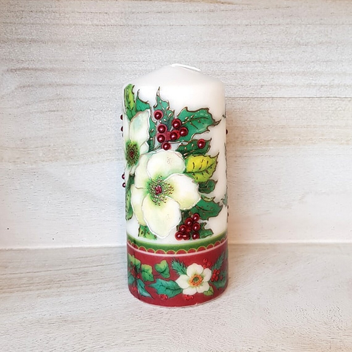 Christmas decorative large pillar candle Traditional Etsy