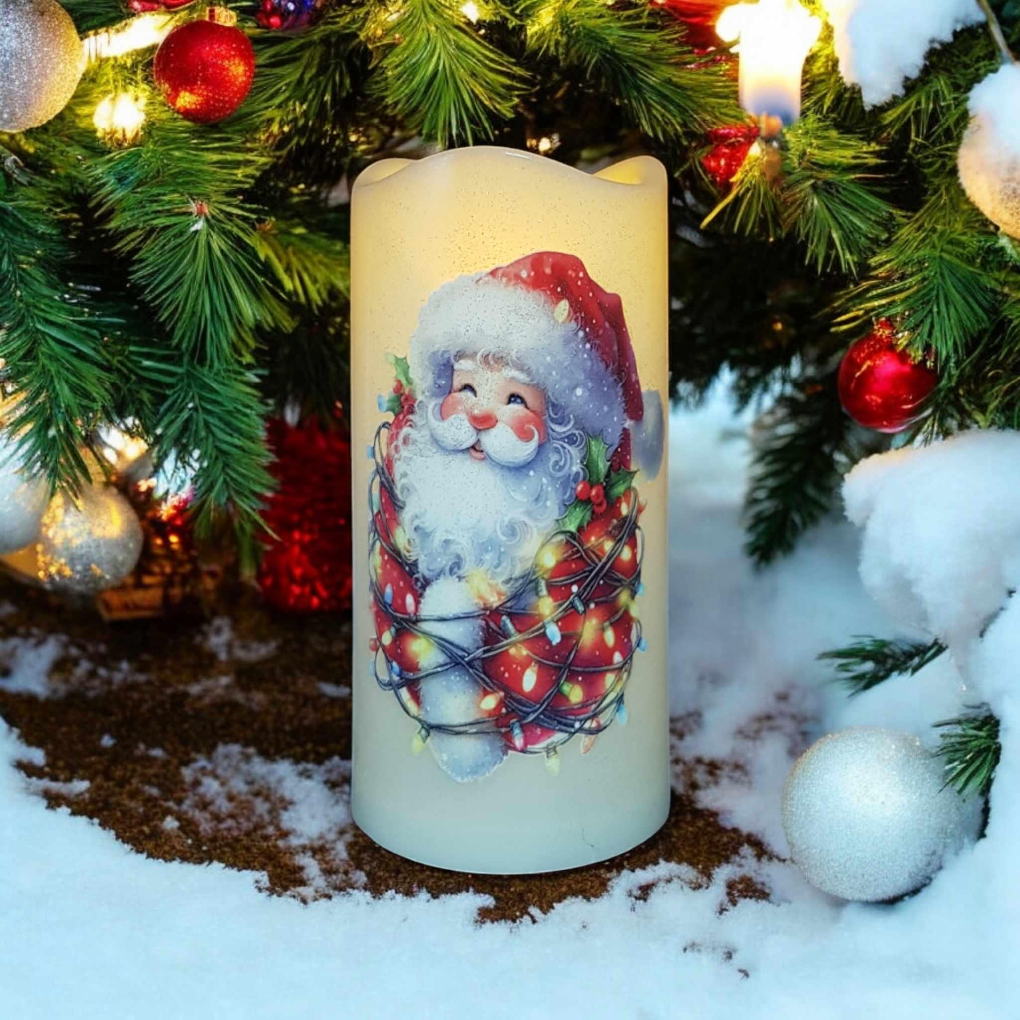 サンタクロース LED クリスマスキャンドル：お祝いのホリデー
