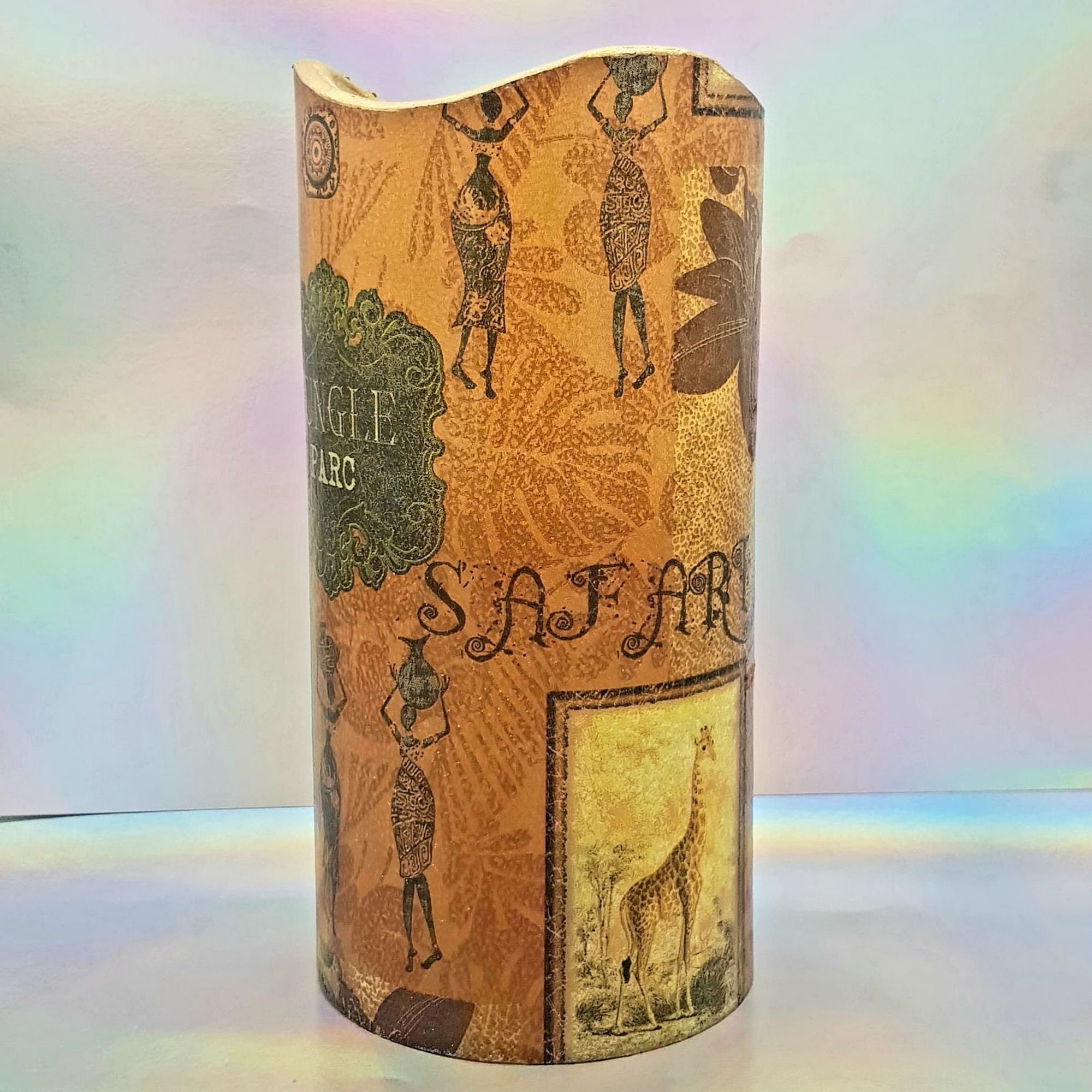 Flameless pillar candle African safari LED decorative candle Etsy