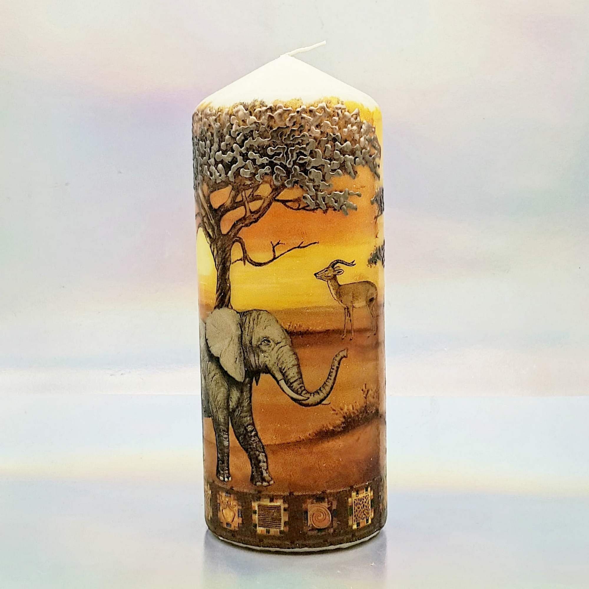 Large pillar candle African wildlife sunset candle unique 3D Etsy