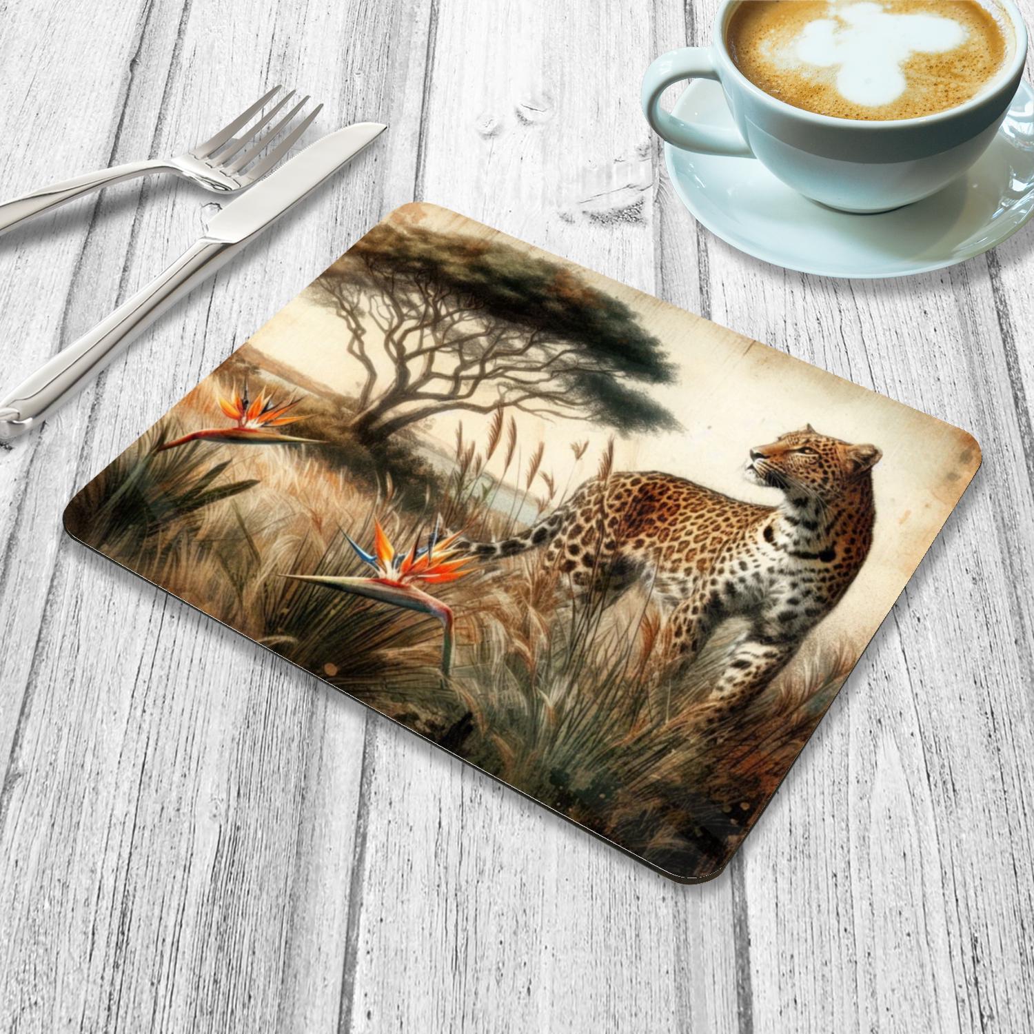 African Leopard Placemat, Safari Animal Table Mat, Wildlife Dining