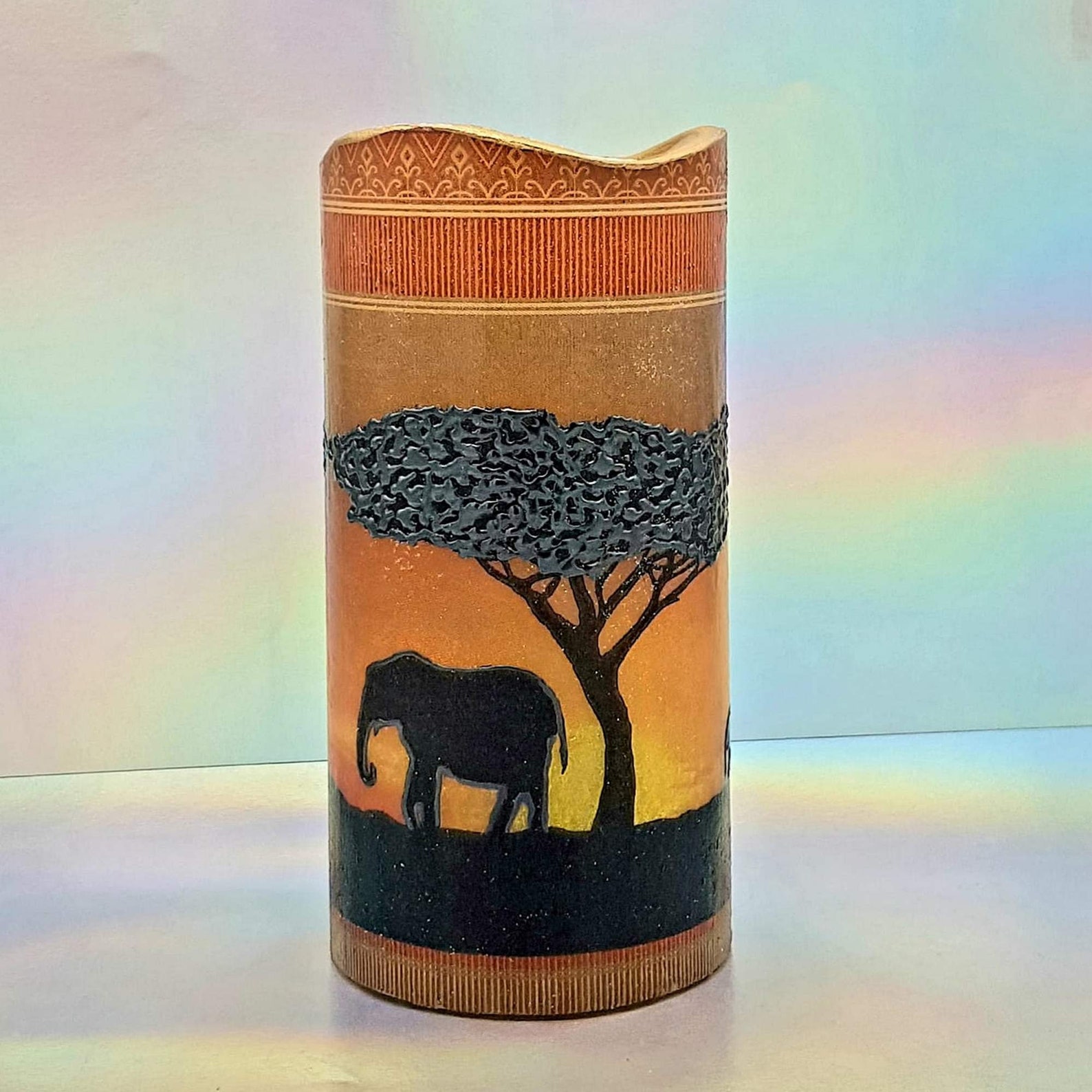 LED pillar candle African sunset decorative candle African Etsy