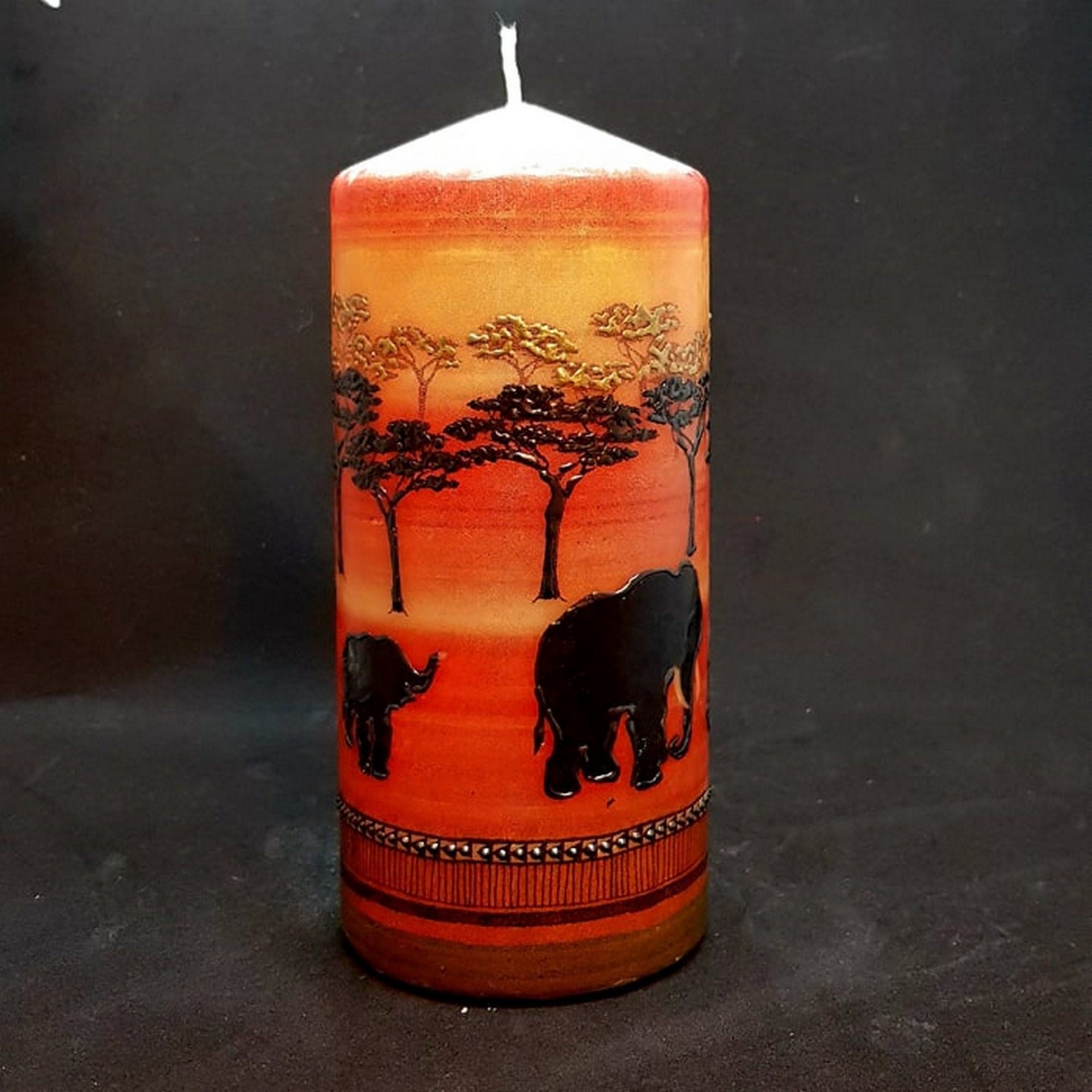 Large pillar candle decorated African sunset candle 3D Etsy